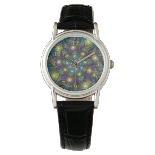 Illuminierte Abstrakte Shiny Aquamarines Lila Frak Armbanduhr