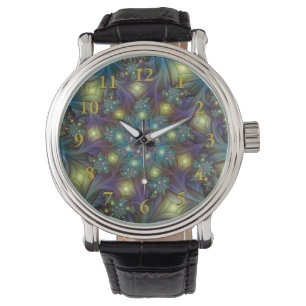 Illuminierte Abstrakte Shiny Aquamarines Lila Frak Armbanduhr