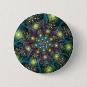 Illuminierte Abstrakte Shiny Aquamarines Lila Frak Button