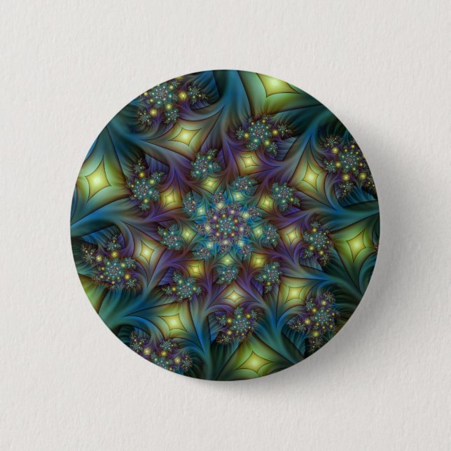 Illuminierte Abstrakte Shiny Aquamarines Lila Frak Button (Vorderseite)