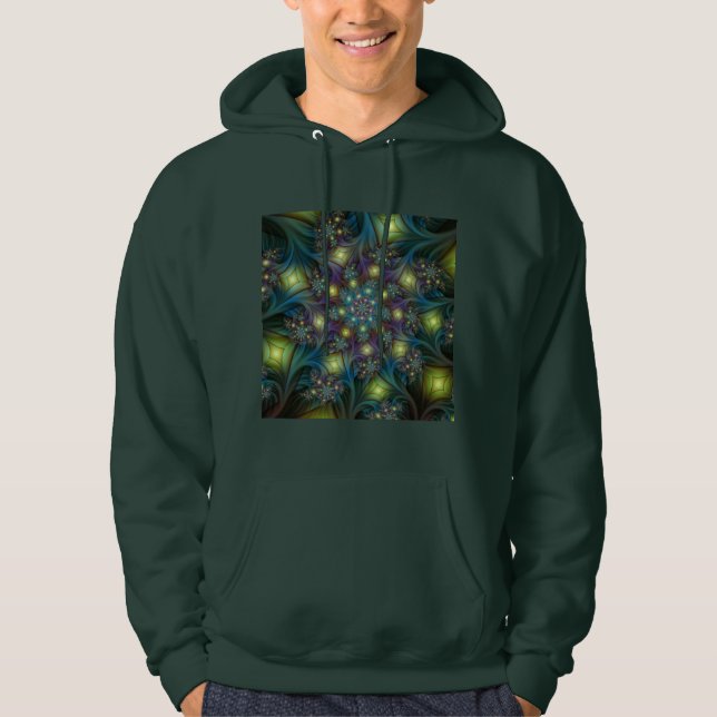 Illuminierte Abstrakte Shiny Aquamarines Lila Frak Hoodie (Vorderseite)