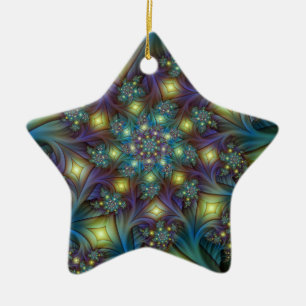 Illuminierte Abstrakte Shiny Aquamarines Lila Frak Keramik Ornament