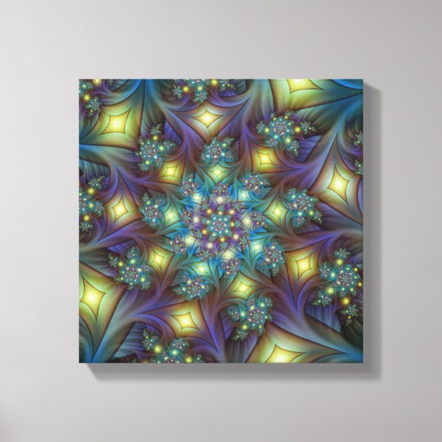 Illuminierte Abstrakte Shiny Aquamarines Lila Frak Leinwanddruck (Vorderseite)