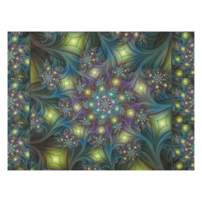 Illuminierte Abstrakte Shiny Aquamarines Lila Frak Tischdecke (Vorderseite (Horizontal))