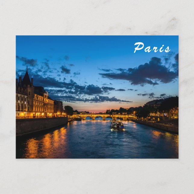 Illuminierte Conciergerie in der Nacht - Paris, Fr Postkarte (Vorderseite)