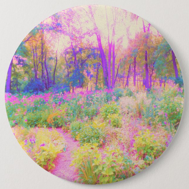 Illuminierte Landschaft in Rosa und Korallengarten Button (Vorderseite)