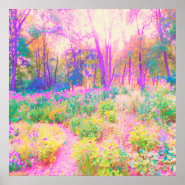 Illuminierte Landschaft in Rosa und Korallengarten Poster