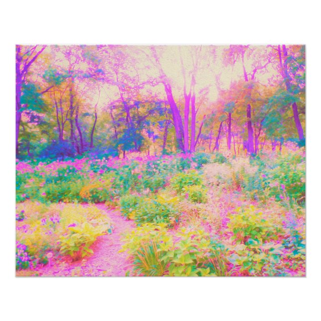 Illuminierte Landschaft in Rosa und Korallengarten Poster (Vorderseite)
