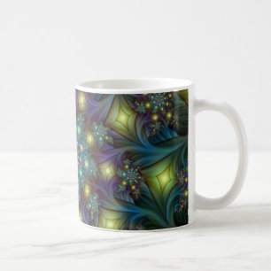 Illuminierte moderne blaue lila Fraktal Muster Kaffeetasse