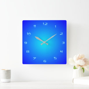 Illuminierte Wirkung auf blaue Aqua Küchenuhren Quadratische Wanduhr