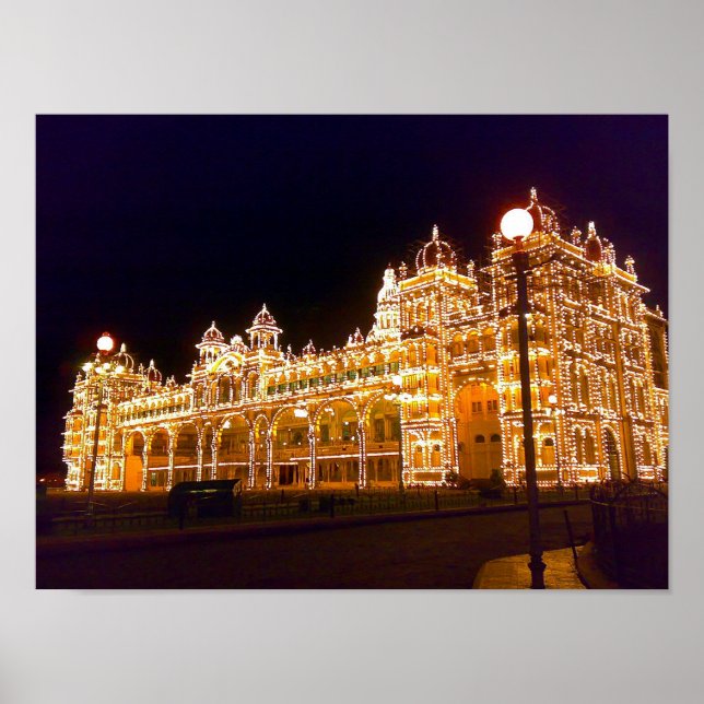 Illuminiertes Mysore Palace Poster (Vorne)