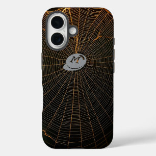 Illuminiertes Spinnennetz in Dunkelheit iPhone 16 Hülle