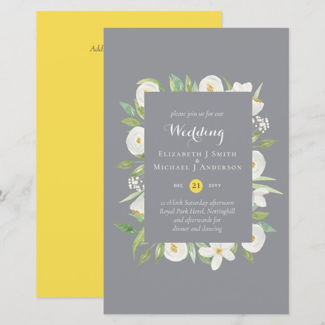 Illuminierung Gelbgraues Budget Hochzeit Einladung (Vorne/Hinten)