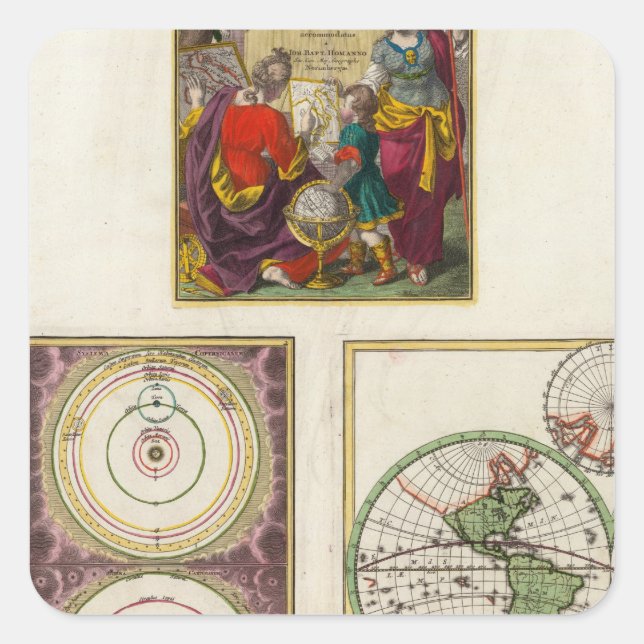 Illus Title Page Solar System, Charte vom Globo Quadratischer Aufkleber (Vorderseite)