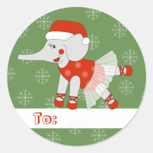 illusima Ballerina Elefant Weihnachten Schneeflock Runder Aufkleber