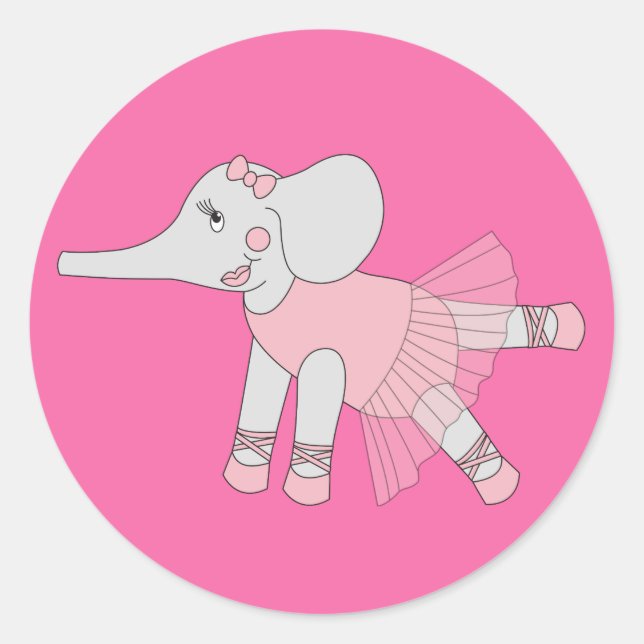 illusima Ballerina Elephant Runder Aufkleber (Vorderseite)