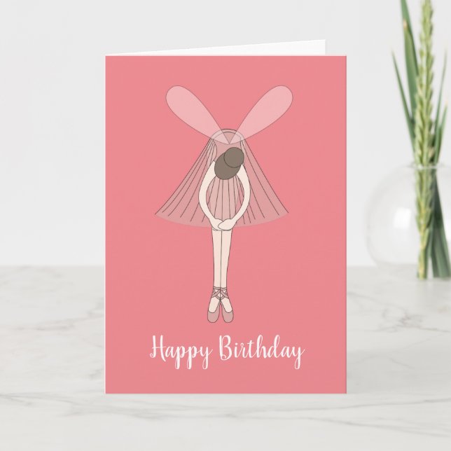 illusima Ballerina Fairy Peach Birthday Card Karte (Vorderseite)