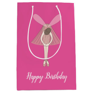 illusima Ballerina Fairy Pink mit Text Mittlere Geschenktüte