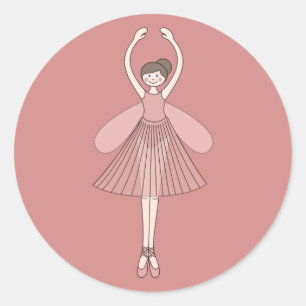 illusima Ballerina Fairy Pink Runder Aufkleber