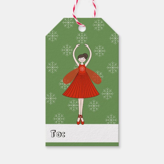 illusima Ballerina Fairy Weihnachten Schneeflocken Geschenkanhänger (Vorderseite)