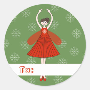 illusima Ballerina Fee Weihnachten Schneeflocken Runder Aufkleber