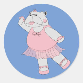 illusima Ballerina Hippo Blue Runder Aufkleber