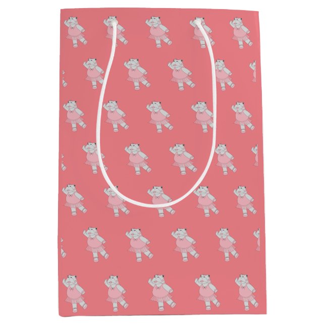 illusima Ballerina Hippo Pattern Peach Mittlere Geschenktüte (Vorderseite)