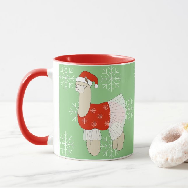 illusima Ballerina Lama Weihnachtsschneeflocken Tasse (Mit Donut)