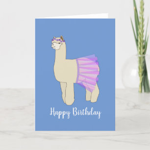 illusima Ballerina Llama Blue Birthday Card Karte