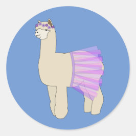 illusima Ballerina Llama Blue Runder Aufkleber