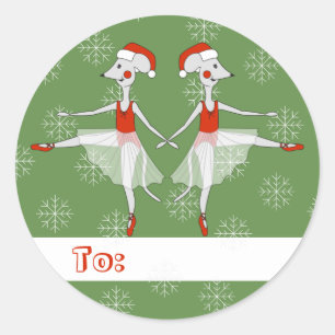 illusima Ballerina Mäuse Weihnachten Schneeflocken Runder Aufkleber
