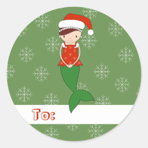 illusima Ballerina Mermaid Weihnachtsschneeflocken Runder Aufkleber