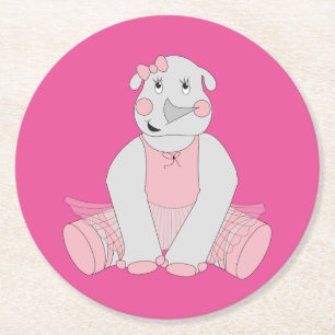illusima Ballerina Nashorn Runder Pappuntersetzer