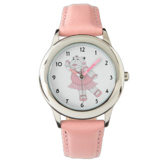illusima Ballerina Nilpferd Rosa Kinderuhr Armbanduhr
