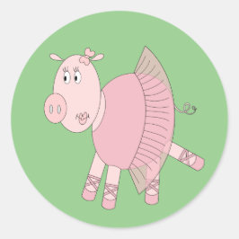 illusima Ballerina Piggy Green Runder Aufkleber