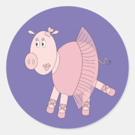 illusima Ballerina Piggy Lila Runder Aufkleber