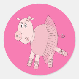 illusima Ballerina Piggy Runder Aufkleber