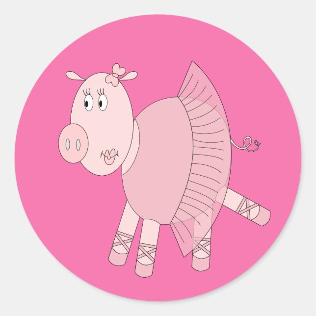 illusima Ballerina Piggy Runder Aufkleber (Vorderseite)