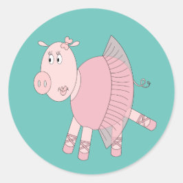 illusima Ballerina Piggy Türkis Runder Aufkleber