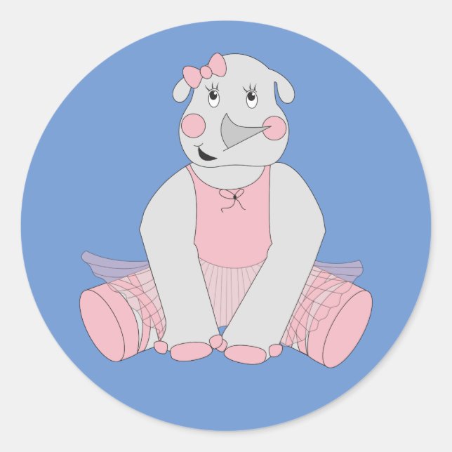 illusima Ballerina Rhino Blue Runder Aufkleber (Vorderseite)