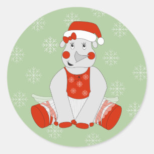 illusima Ballerina Rhino Weihnachten Schneeflocken Runder Aufkleber