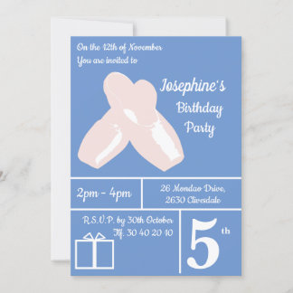 illusima Ballerina Shoes Blue Birthday Einladung