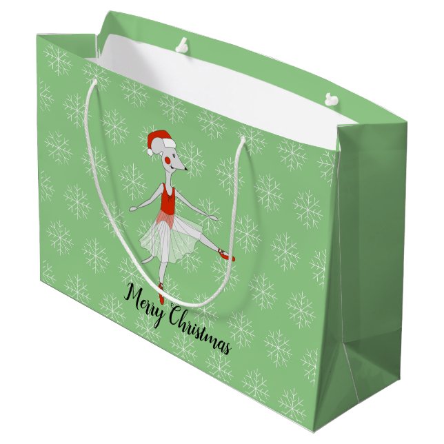 illusima Ballett Maus Weihnachten Schneeflocken Gr Große Geschenktüte (Rückseite Schrägansicht)