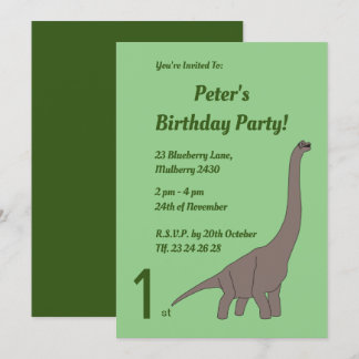 illusima Brown Long Necked Dinosaur Boys Birthday Einladung