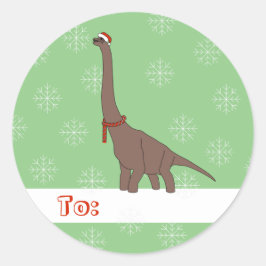 illusima Brown Long-Necked Dinosaur Weihnachten Runder Aufkleber