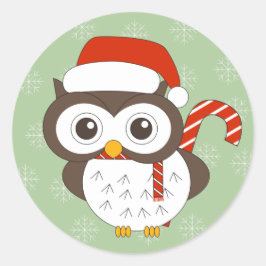 illusima Candy Cane Owl Weihnachtsschneeflocken Runder Aufkleber