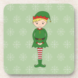 illusima Christmas Boy Elf Snowflakes Green Getränkeuntersetzer