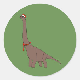illusima Christmas Brown Long Neck Dinosaurier Runder Aufkleber