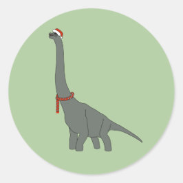 illusima Christmas Gray Long Neck Dinosaur Classi Runder Aufkleber