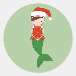 illusima Christmas Mermaid Green Runder Aufkleber